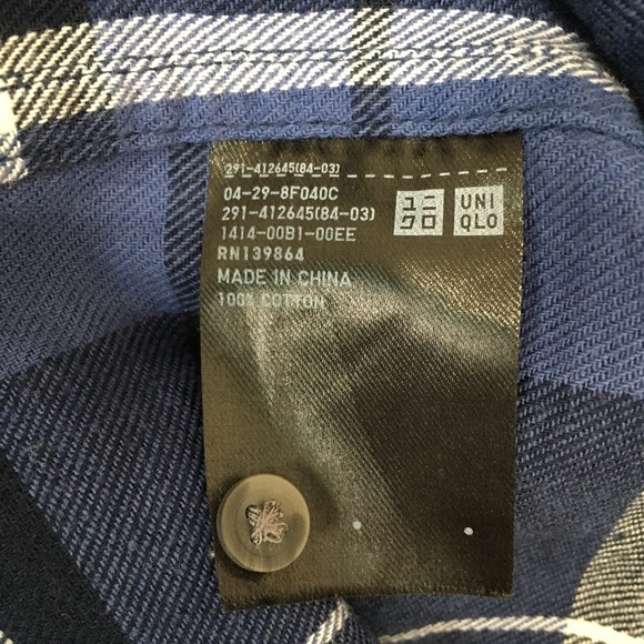 Uniqlo Blue Plaid Flannel Button Up Checked Slouchy Shirtdress - Picture 9 of 16